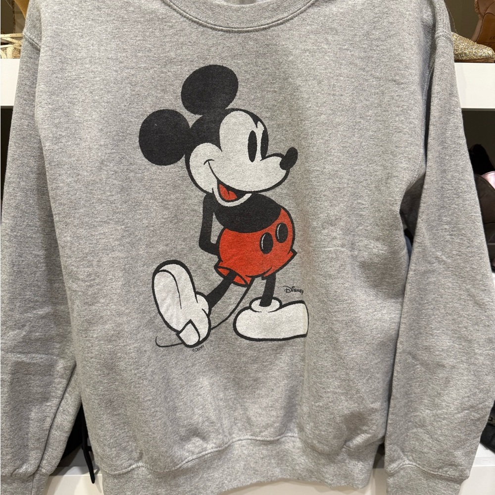 Junk Food Clothing Gray Mickey Mouse Crewneck Sweater